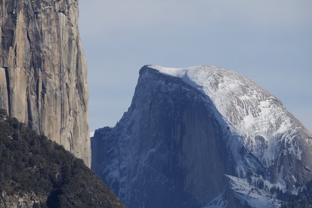 Half Dome Framed by El Capitan in Winter