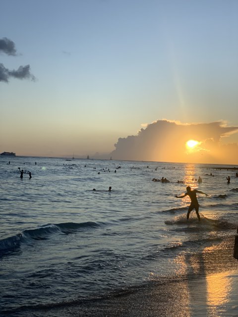 Sunset Surfing in Hawaiʻi