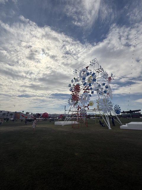 Whimsical Wheels Under a Cloudy Sky