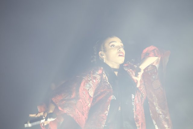 FKA Twigs Stuns in Red and Black Gown on Stage