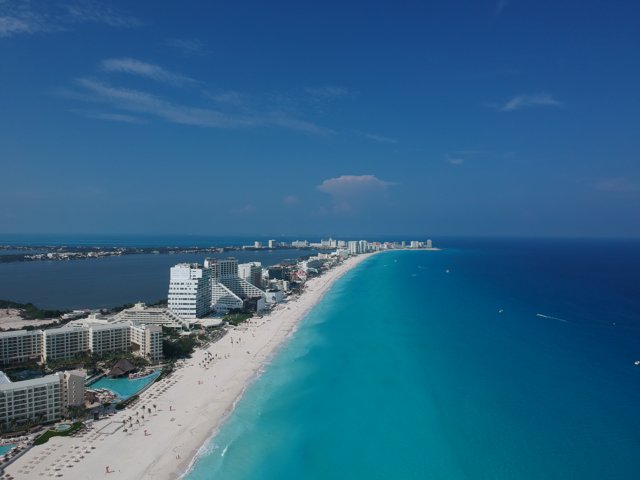 Aerial View of Cancun's Coastline