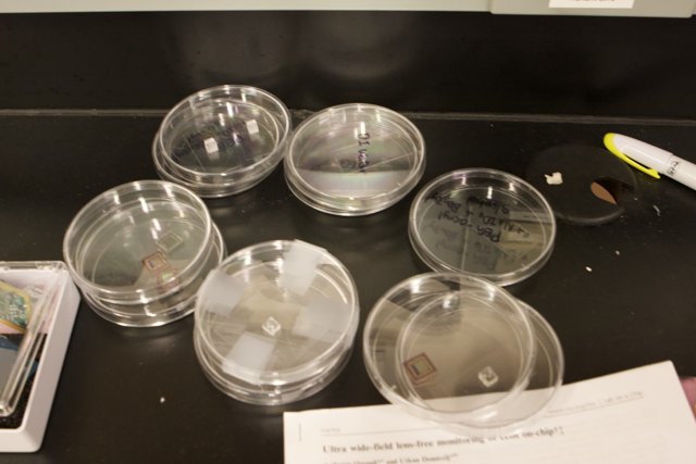 Clear Plastic Dishes on CalTech Scope on Chip Table