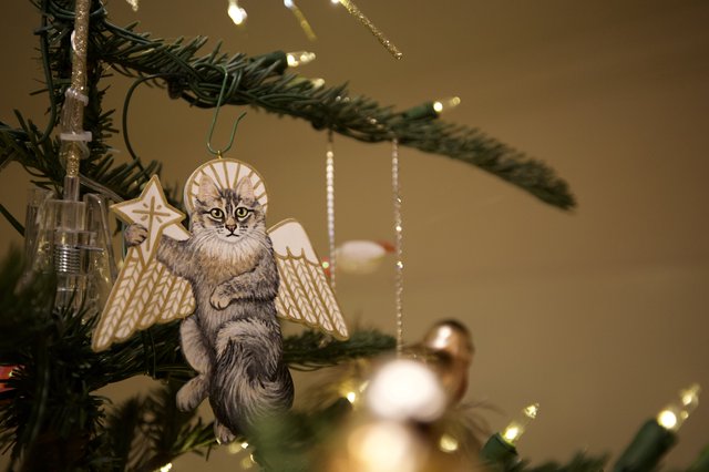 Handcrafted Cat Angel Christmas Tree Ornament