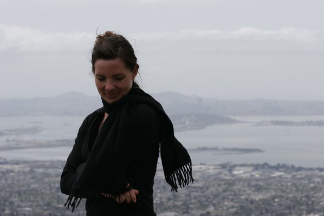 Woman in Black Overlooking San Francisco Bay