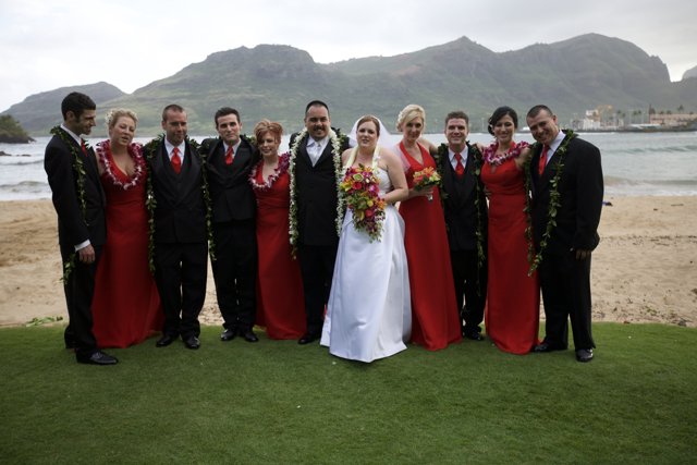 Wedding Group Pose in Scenic Hawaii