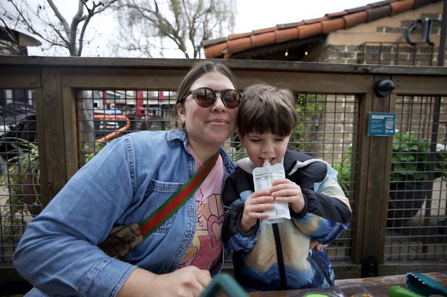 Mother and Son Moment at the Zoo