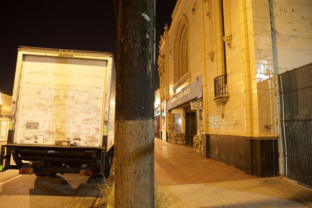 Parked Truck in Urban Night Scene