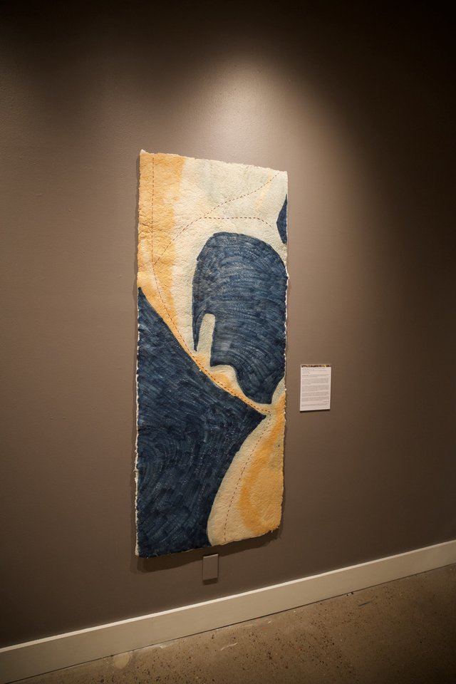 Contemporary Textile Art Installation with Indigo and Natural Dyes