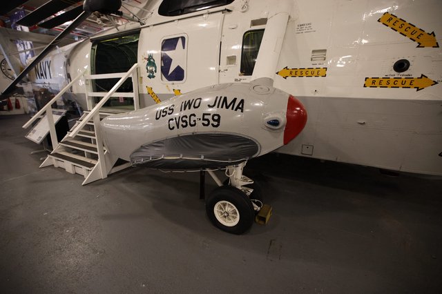 USS Iwo Jima Naval Rescue Helicopter on Display