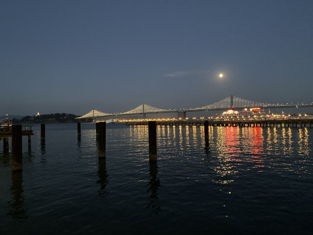 Bay Bridge and the Moon Over San Francisco