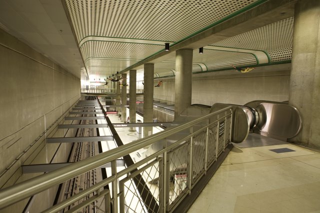 Industrial Handrail in an Indoor Corridor