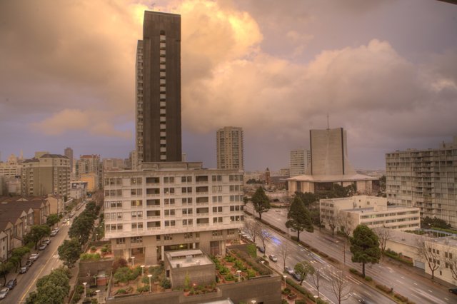 Towering Apartment Building in the Urban Metropolis
