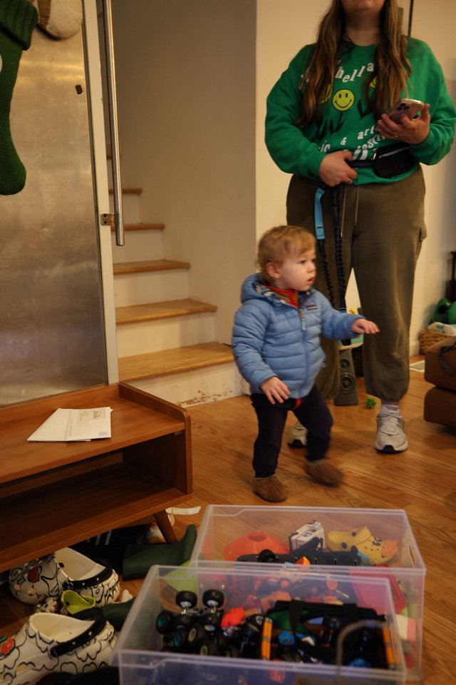 Young Child Exploring Indoor Play Area at Home