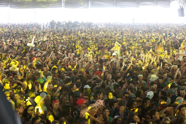 Yellow Lights and Swarming Crowds at Coachella