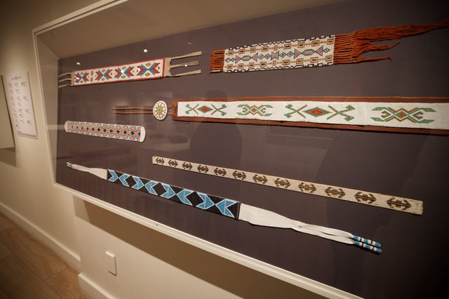 Native American Beaded Belts and Artifacts Museum Display