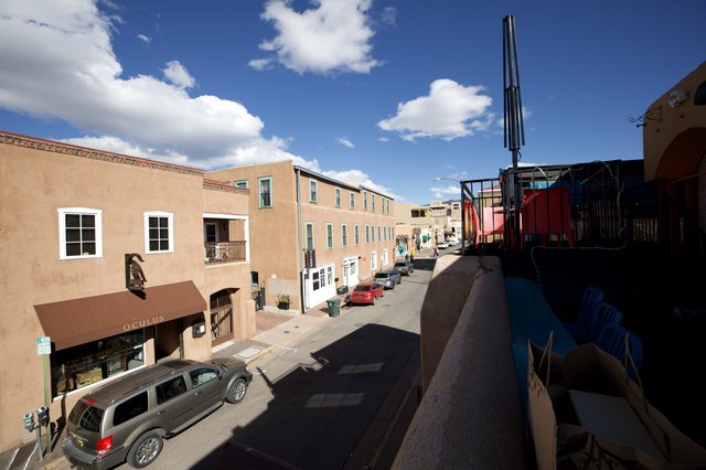 Sunlit Street in Historic Downtown Santa Fe