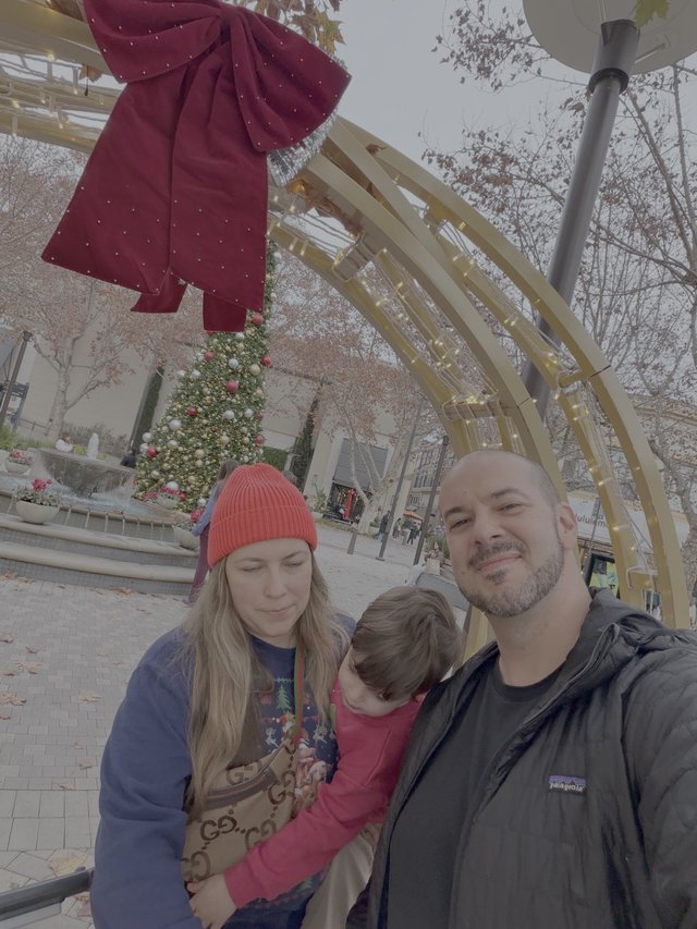 Family Holiday Photo at Festive Shopping Center