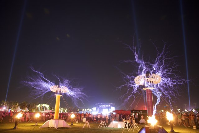 Electrifying Light Show at Burning Man Festival