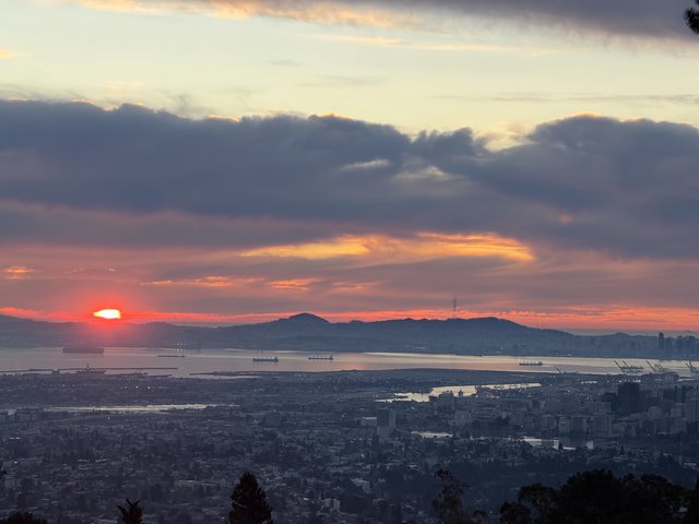 Golden Sunset Over San Francisco Bay from Oakland Hills