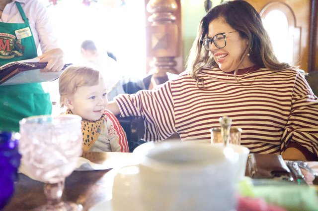 Mother and Child Enjoying Tea Time at Madonna Inn