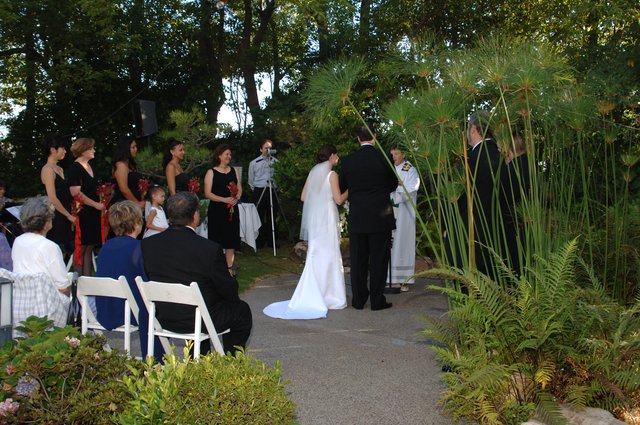 Outdoor Garden Wedding Ceremony at Dusk