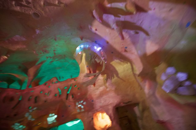 Colorful Abstract Light Projection Through Stained Glass