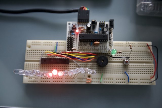 Red LED beaming on arduino circuit board