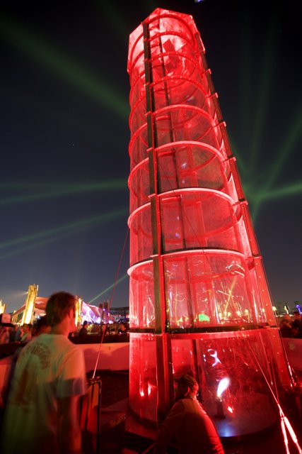 Red Tower Lights Up the Night Sky at Coachella 2010