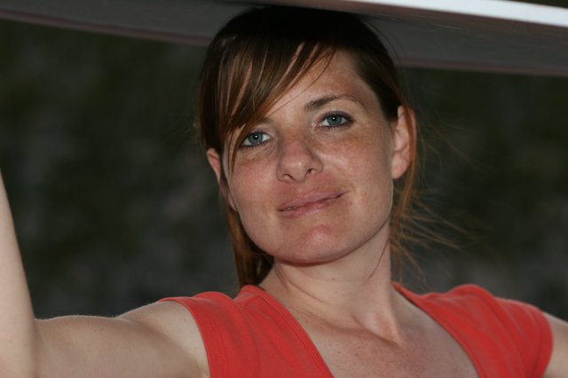 Candid Portrait of Woman in Red Top