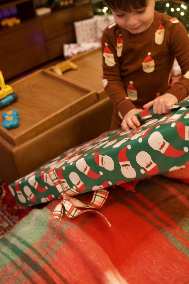 Christmas Morning Gift Unwrapping Joy