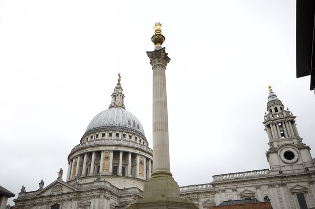 St Paul's Cathedral Dome and Monument Column London