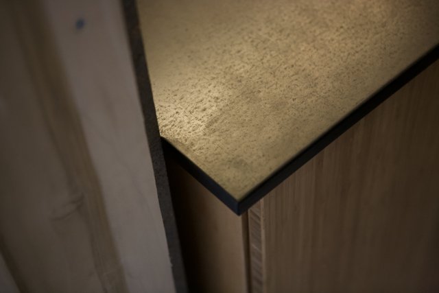 Plywood and Hardwood Textured Metal Counter Top