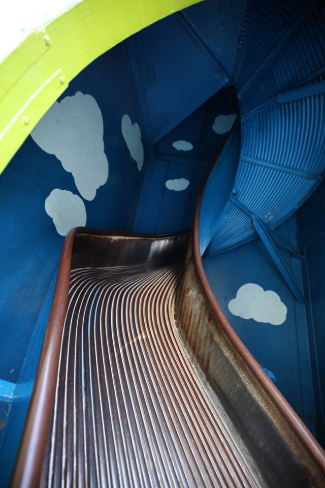 Looking Down a Whimsical Slide in Fantasyland