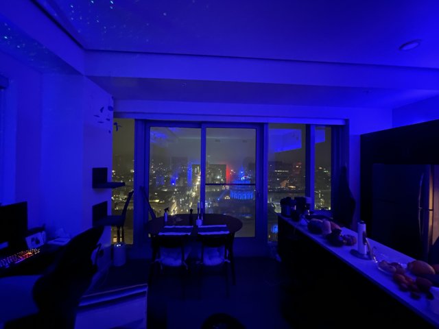 Blue Light City View Kitchen