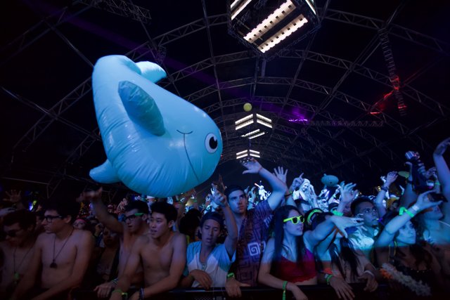 Inflatable Dolphin Takes the Stage at Coachella Music Festival