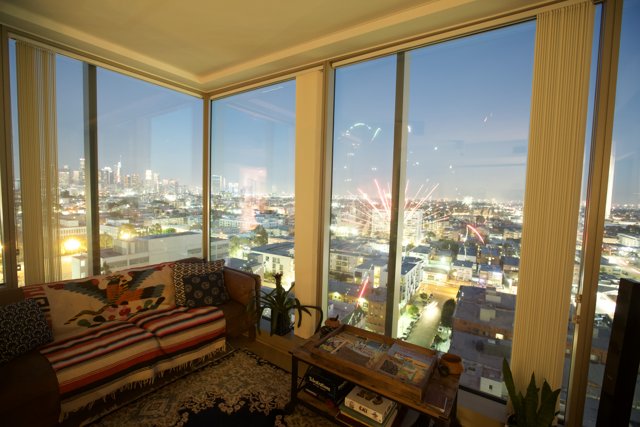 Nighttime Cityscape from Penthouse Living Room