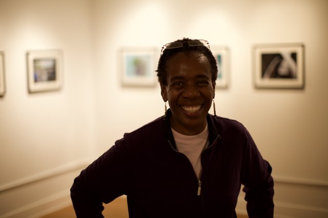 Happy Man in front of Art Gallery Photo