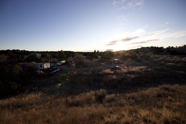 Desert Sunset Over Rural New Mexico Settlement