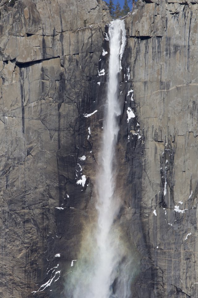 Yosemite Valley Waterfall Cascading Down Granite Cliff Face