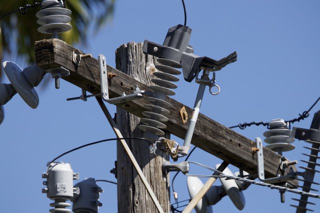 Utility Pole Hardware and Electrical Infrastructure Detail