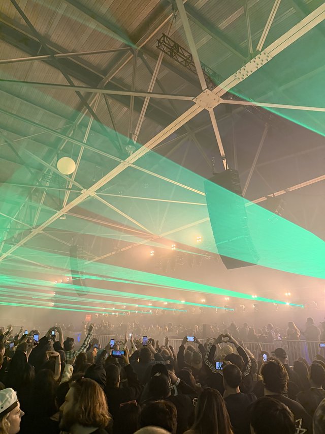 Skrillex Concert with Dramatic Green Laser Light Show