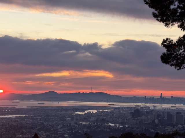 Sunset Over San Francisco Bay from Oakland Hills