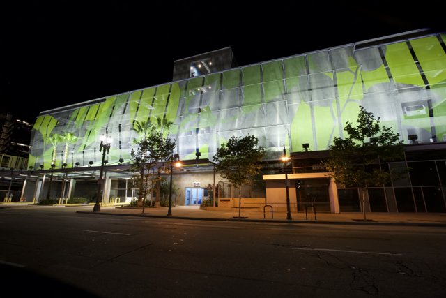 Green Lighted Building in Metropolis