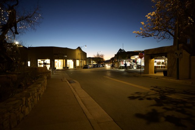 Adobe Architecture Main Street at Twilight in Southwest Town