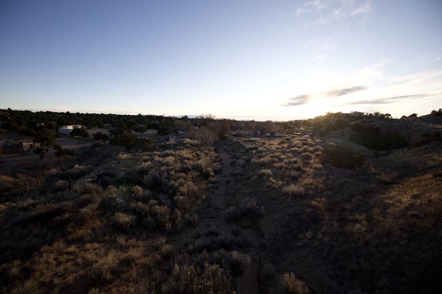 Desert Trail at Sunset in Santa Fe High Desert