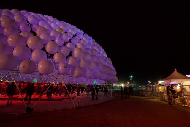 Balloon-Filled Dome Illuminates the Night Sky