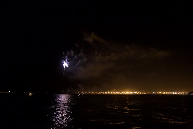 Awe-inspiring Fireworks Show Over the Glistening Water