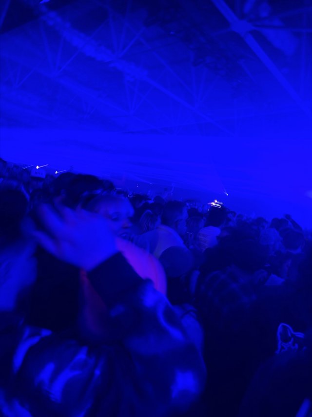 Electric Blue Night: Concert Crowd in Motion