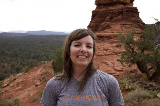 Smiling Hiker Among Sedona's Red Rock Formations