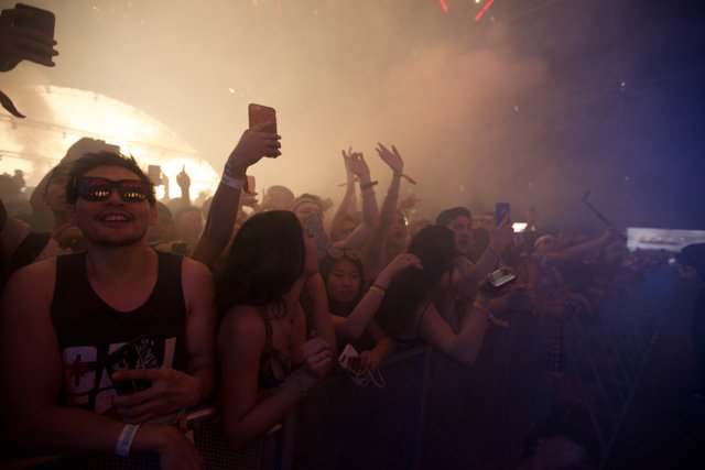Smoke-filled Concert Crowd